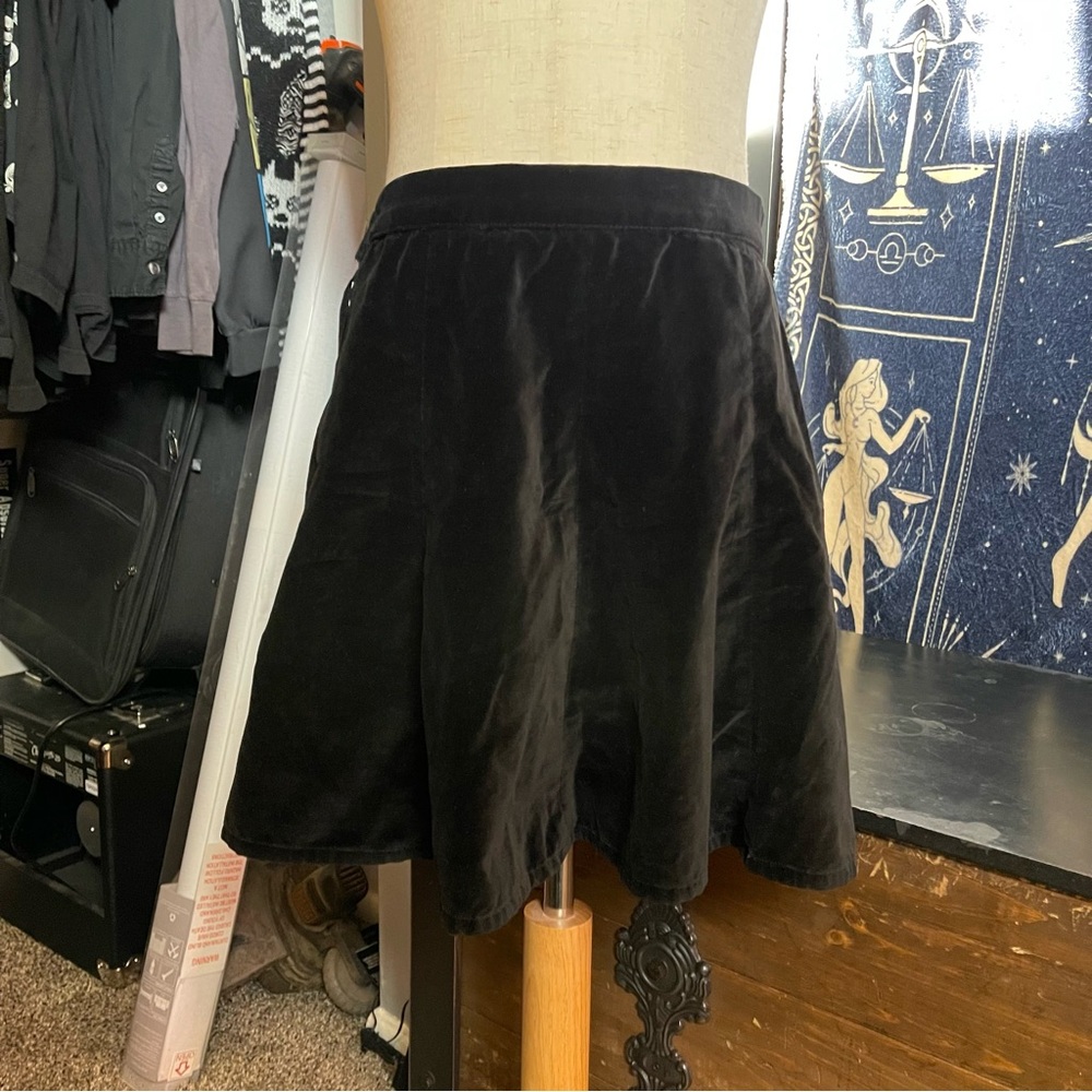 rag & bone Black Velvet Pleated Skirt